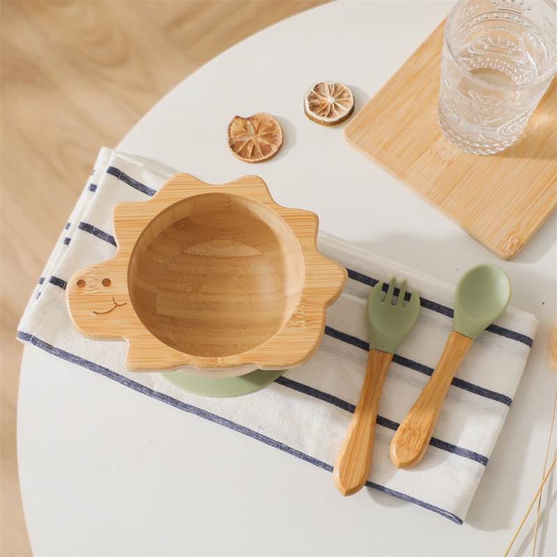 Silicone Suction Bowl - Ensemble de vaisselle en bois pour
