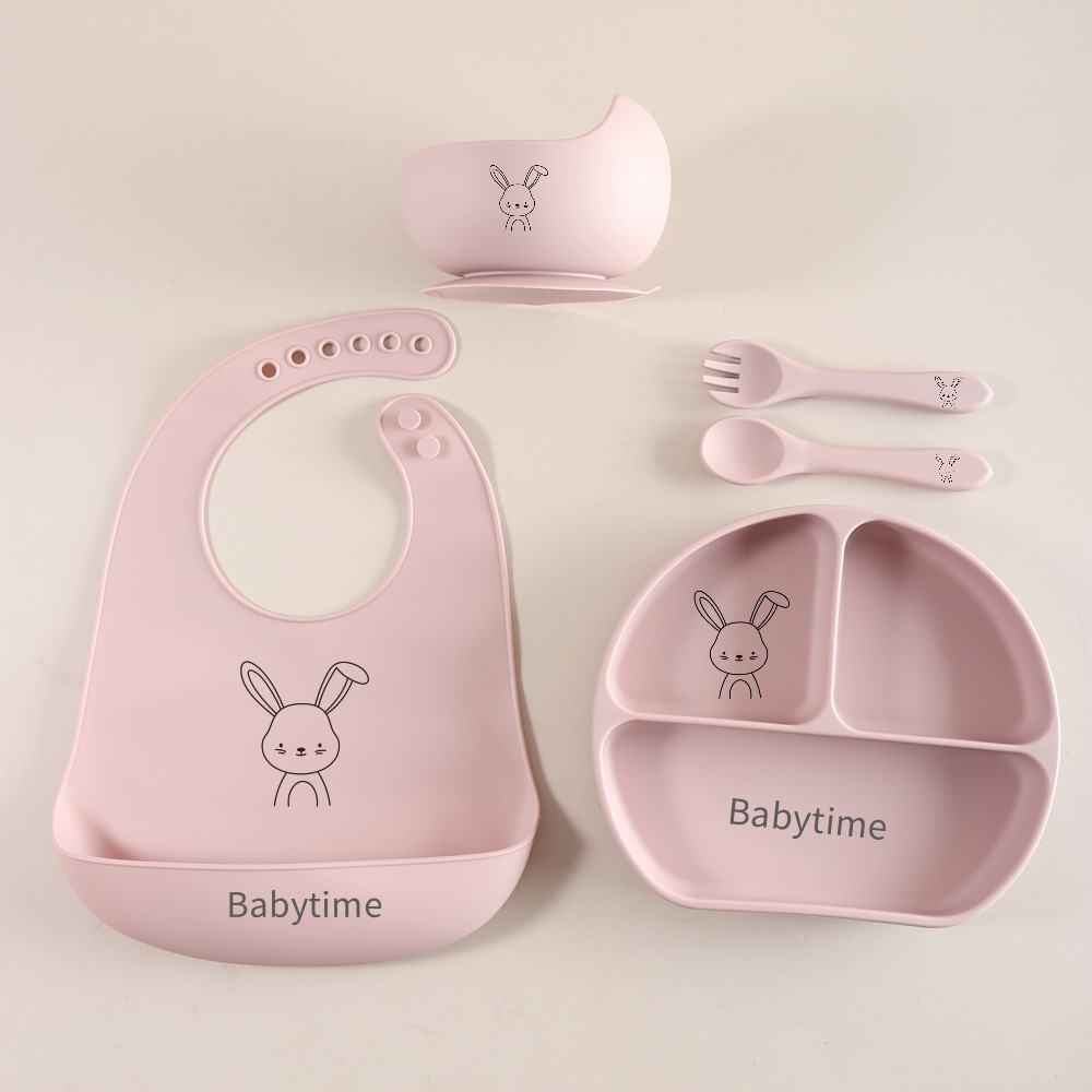 Silicone Suction Bowl - Ensemble de 5 ustensiles pour bébé