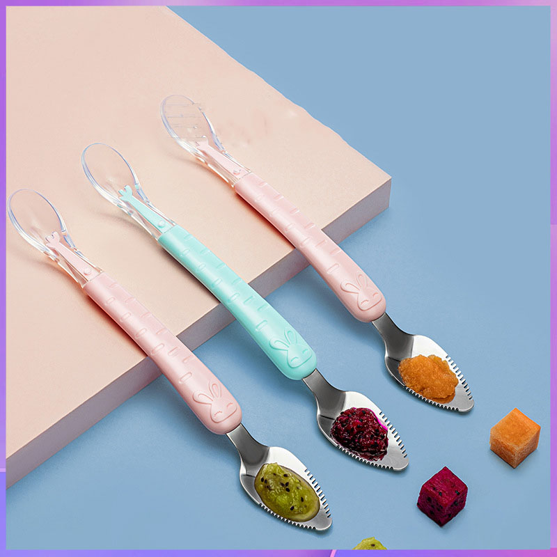 Baby Food Eating - Cuillère grattoir à Double tête pour