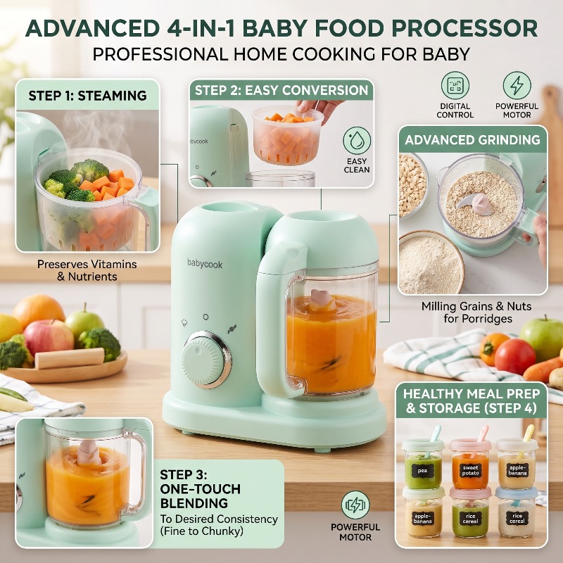 Baby Food Steamer - Robot culinaire multifonction haute précision 4-en-1