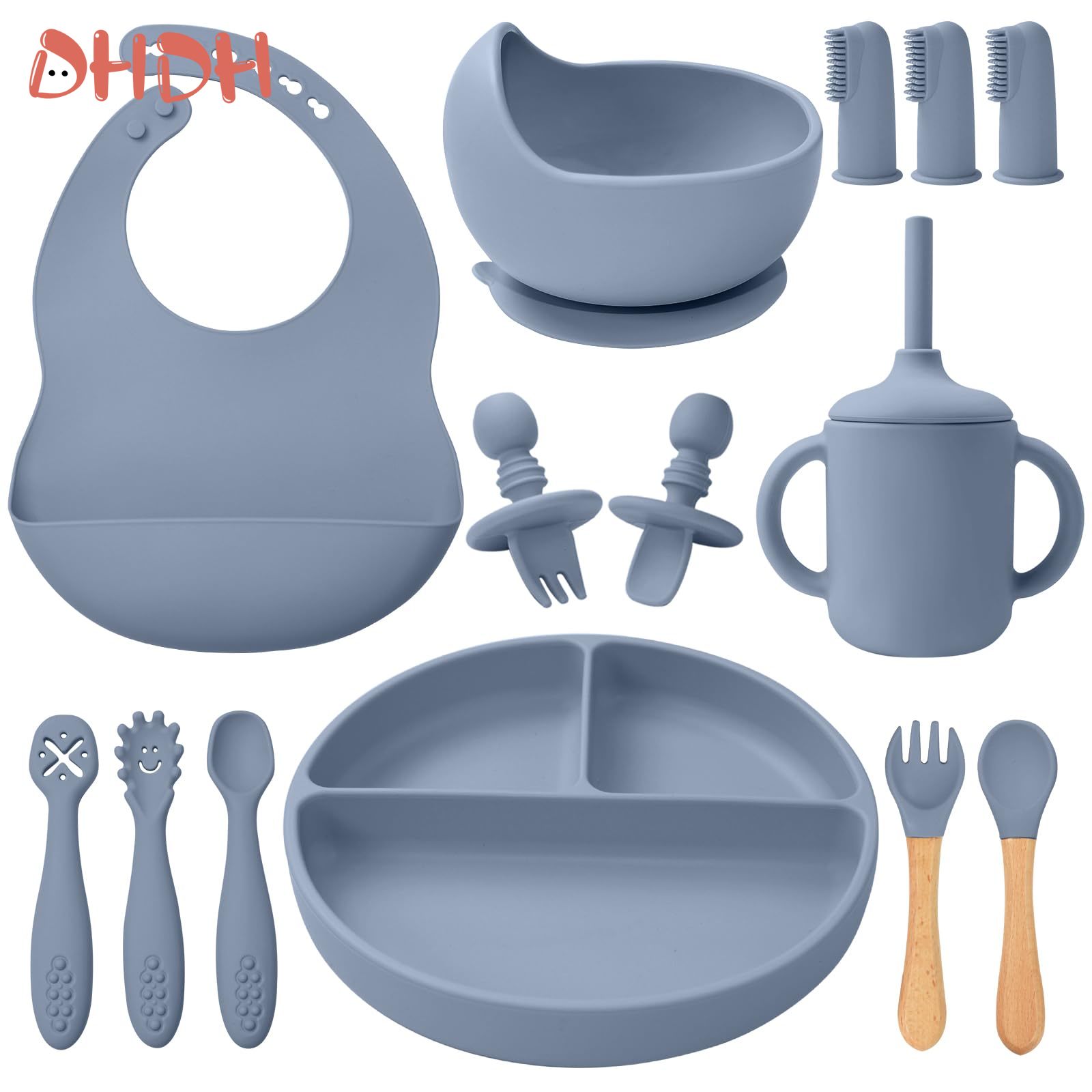 Silicone Suction Bowl - Ensemble d'alimentation en Silicone pour bébé,